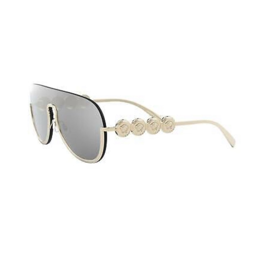 Womens Versace Light Grey Mirror Pale Gold Sunglasses NWT